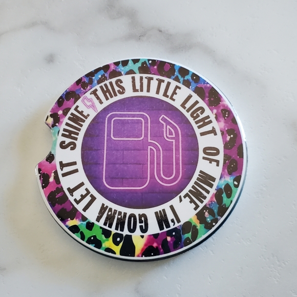 Set Of 2 Ceramic Car Coasters Funny Gas Light - Picture 3 of 6